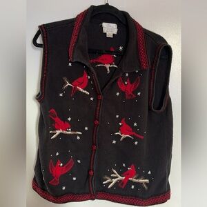 Womens vintage Christopher and Banks Cardinal bird sweater vest size large